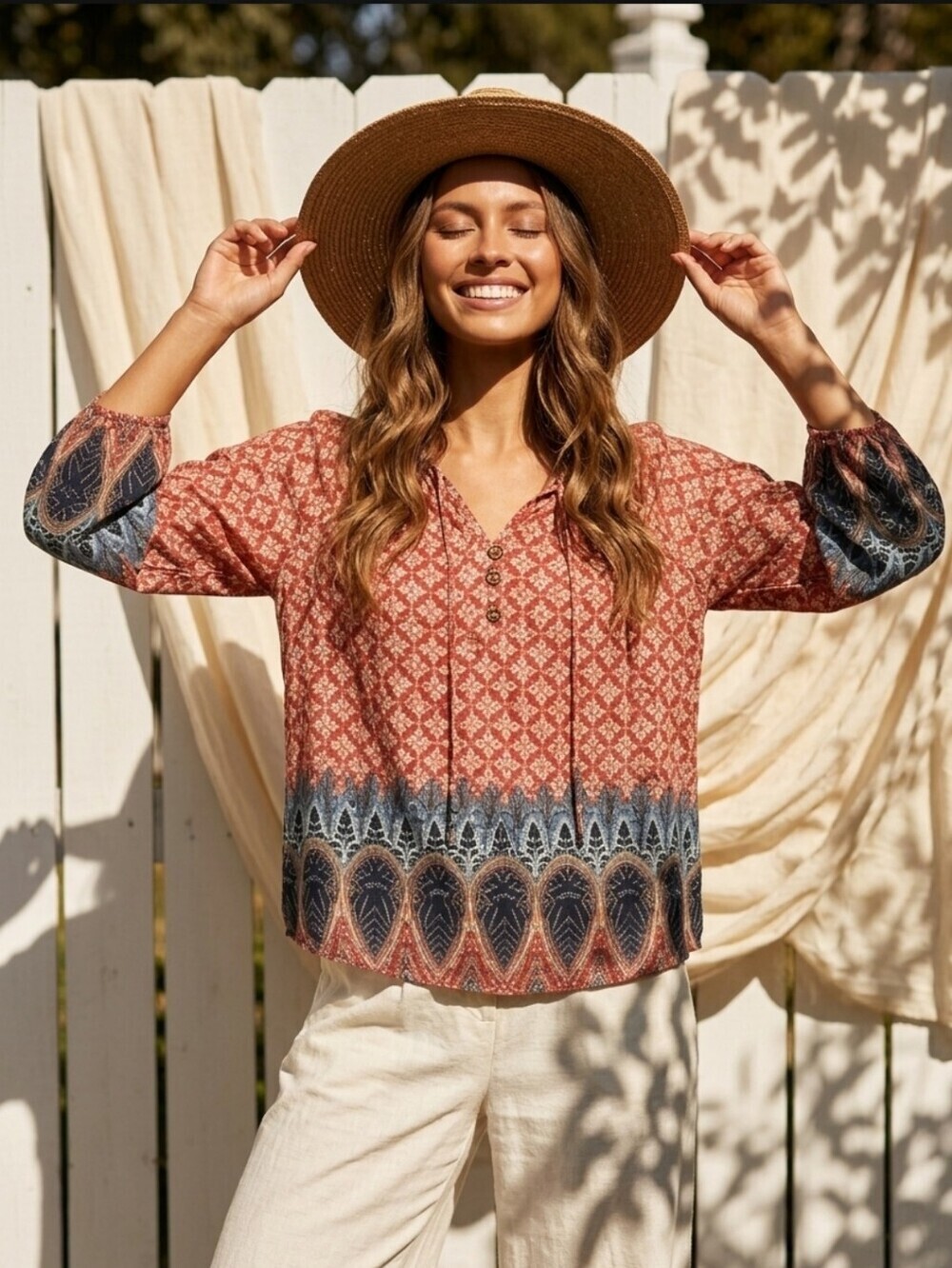 Investments Boho Tunic Multi Color Women's Blouse Size Small NWOT